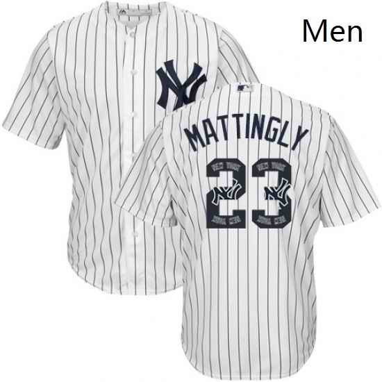 Mens Majestic New York Yankees 23 Don Mattingly Authentic White Team Logo Fashion MLB Jersey